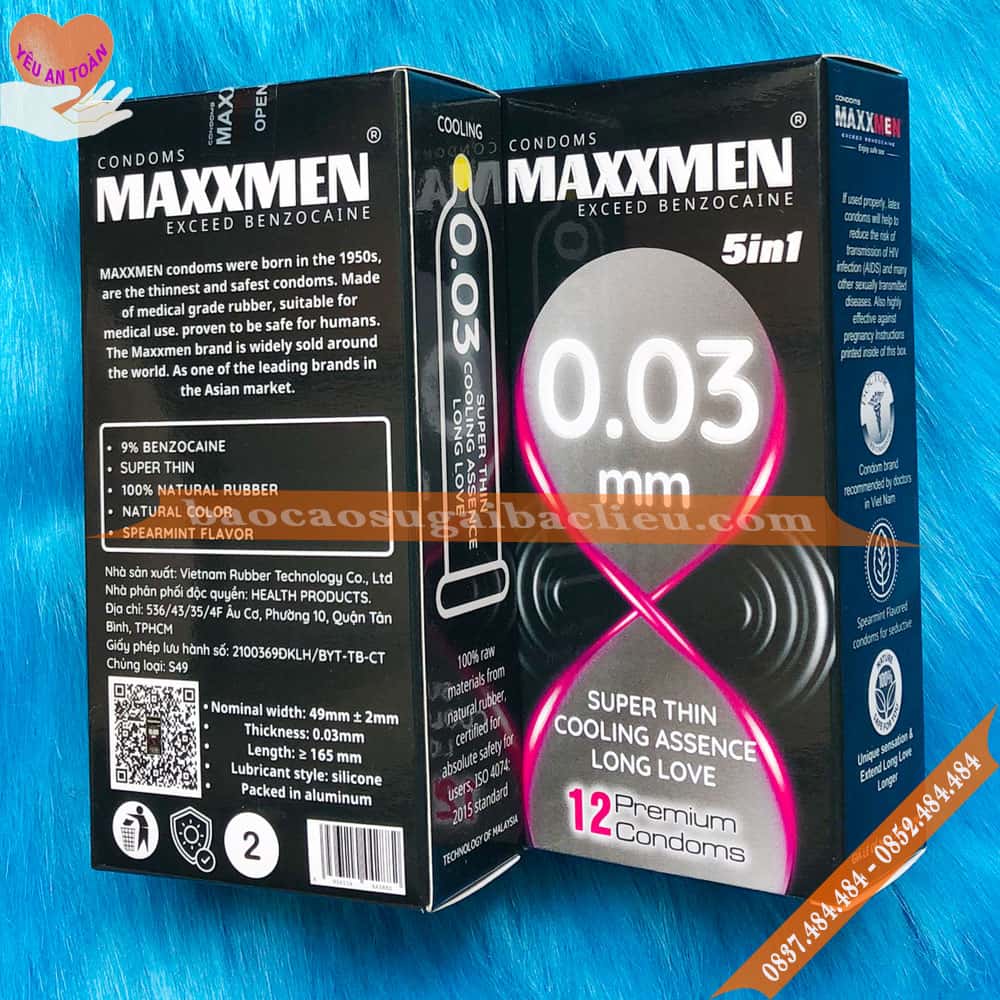 Bao cao su Maxxmen 5 in 1 siêu mỏng 0.03mm tại Bạc Liêu